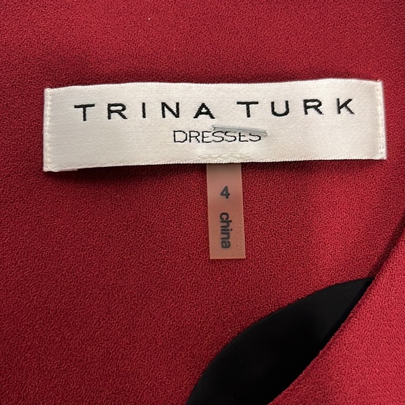 Trina Turk Burgundy and Black Sheath Dress Size 4 - Picture 8 of 8